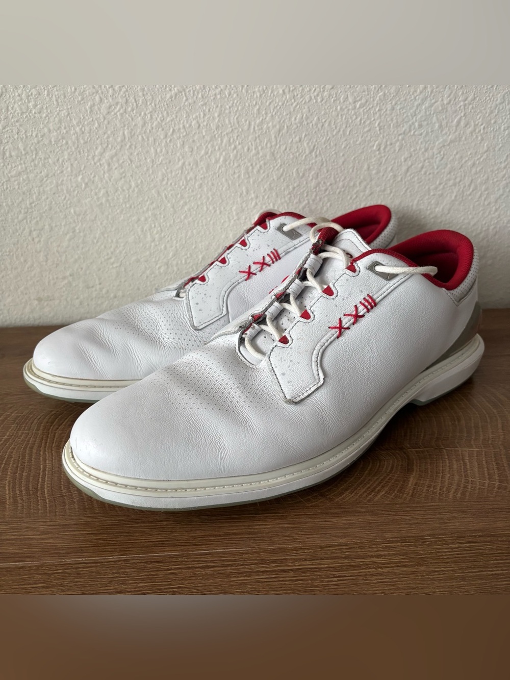 NO INSOLES Nike Air Jordan ADG 5 Golf Spikeless Shoes White Fire Red FQ7874-101